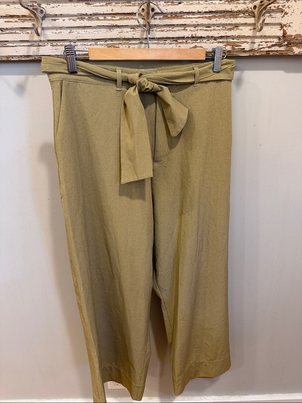 Albion Travel Stretch High-Waist Tie Front Wide Leg Pants